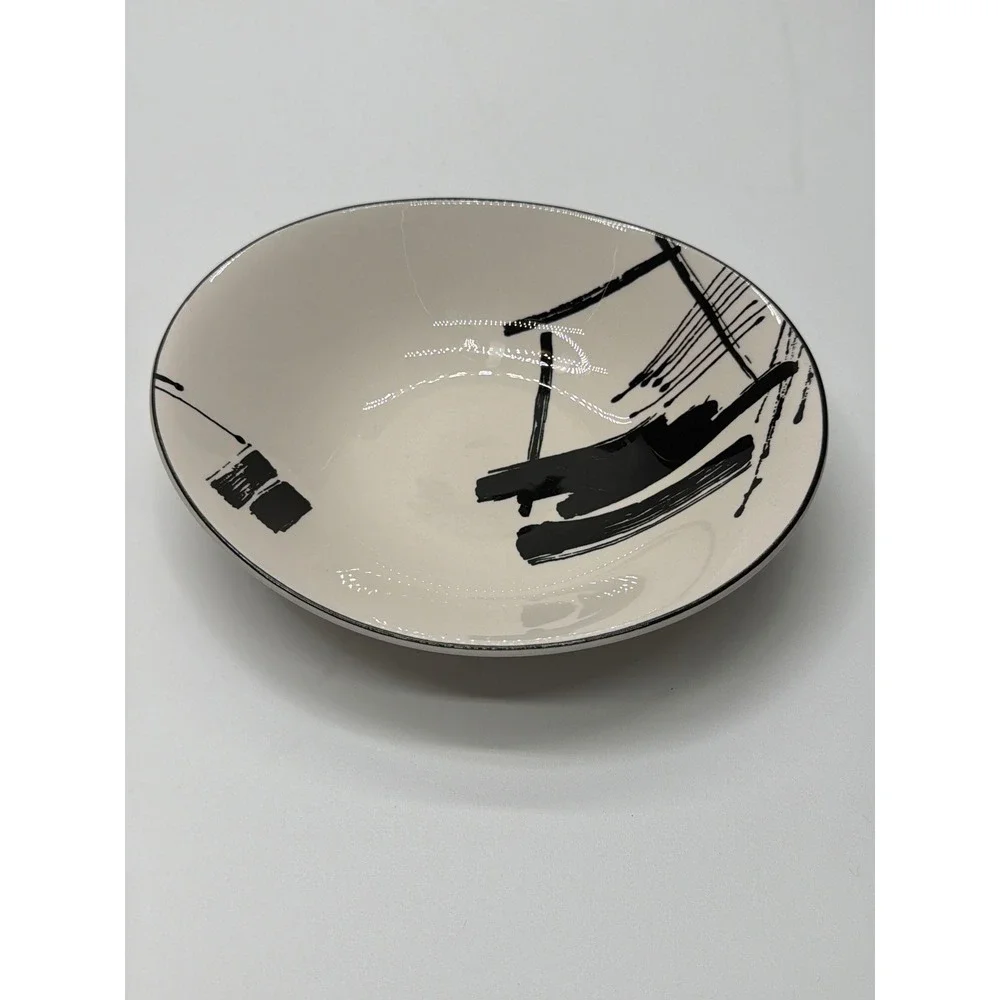 Sango Larry‎ Laslo Calligraphy Dinnerware Set 1986 Vintage Black White 12 Piece